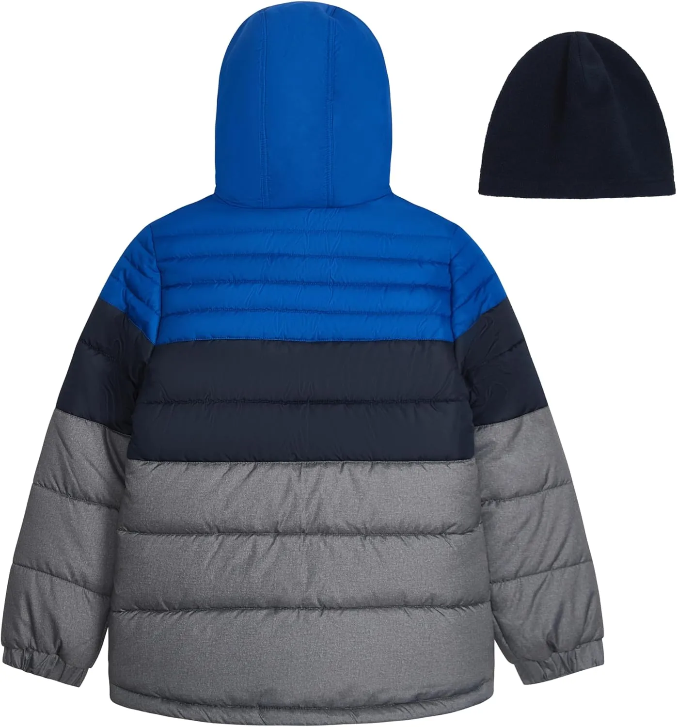 LONDON FOG Baby Boys' Heavyweight Hooded Puffer Jacket with Sherpa-Lined Hood & Fleece Beanie