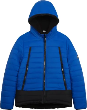 LONDON FOG Boys' Reversible Puffer-to-Sherpa Fleece Heavyweight Jacket