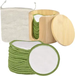 Longlasting 16PCS Reusable Cotton Pads Makeup Remover Pads Bamboo Storage Box Cotton Facial Rounds Facial Pads with Storage Bag Eco Friendly Skin Care Gifts