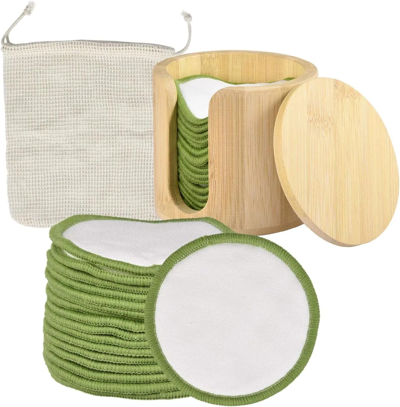 Longlasting 16PCS Reusable Cotton Pads Makeup Remover Pads Bamboo Storage Box Cotton Facial Rounds Facial Pads with Storage Bag Eco Friendly Skin Care Gifts