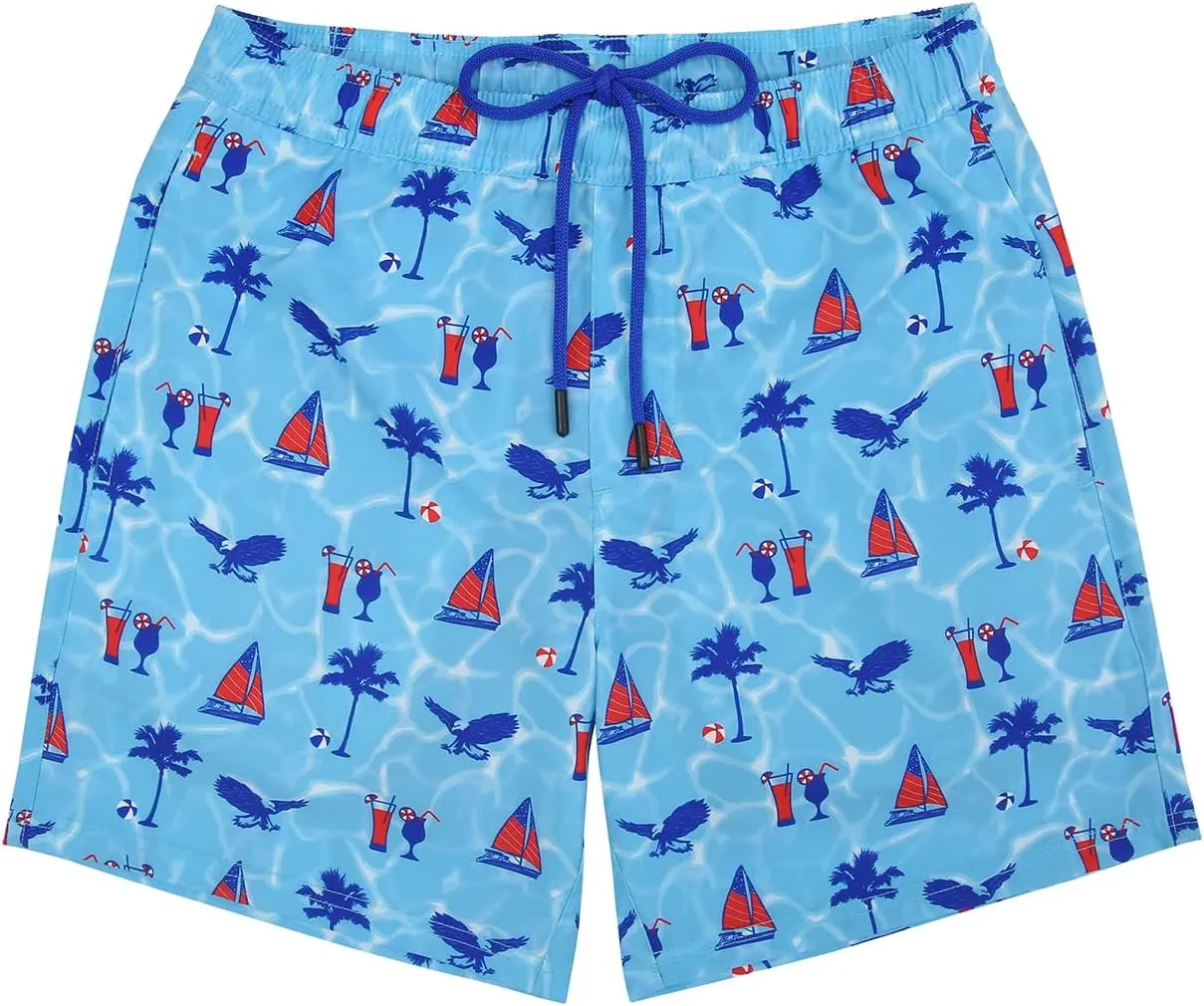 LRD Mens Swim Trunks with Compression Liner 7 inch Inseam Quick Dry Swim Shorts