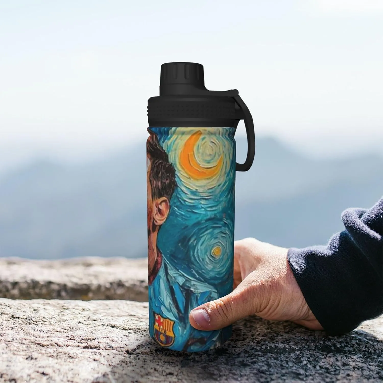 M-essi 18OZ sports insulated water bottle easy to carry with spout cover, insulated water bottle White