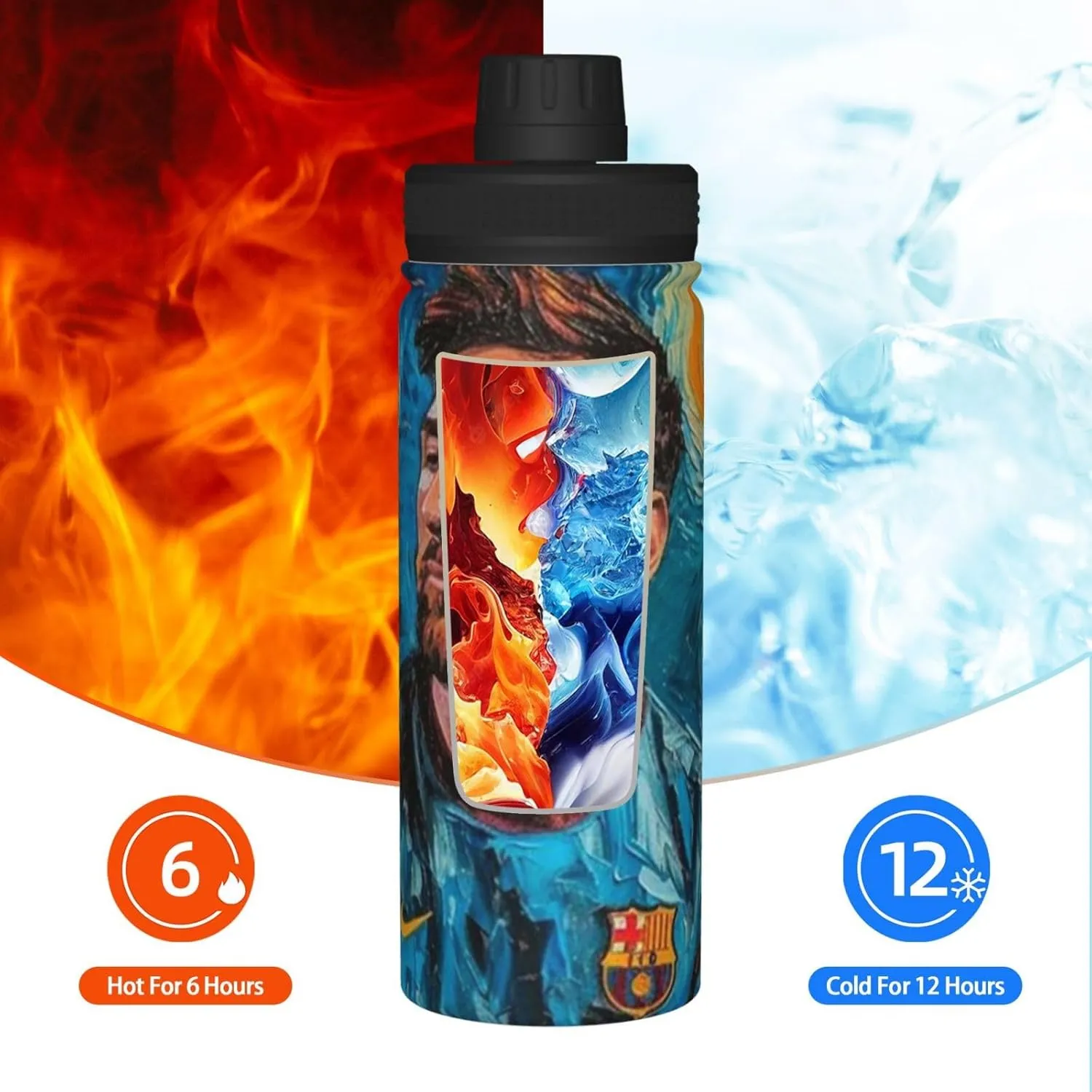 M-essi 18OZ sports insulated water bottle easy to carry with spout cover, insulated water bottle White
