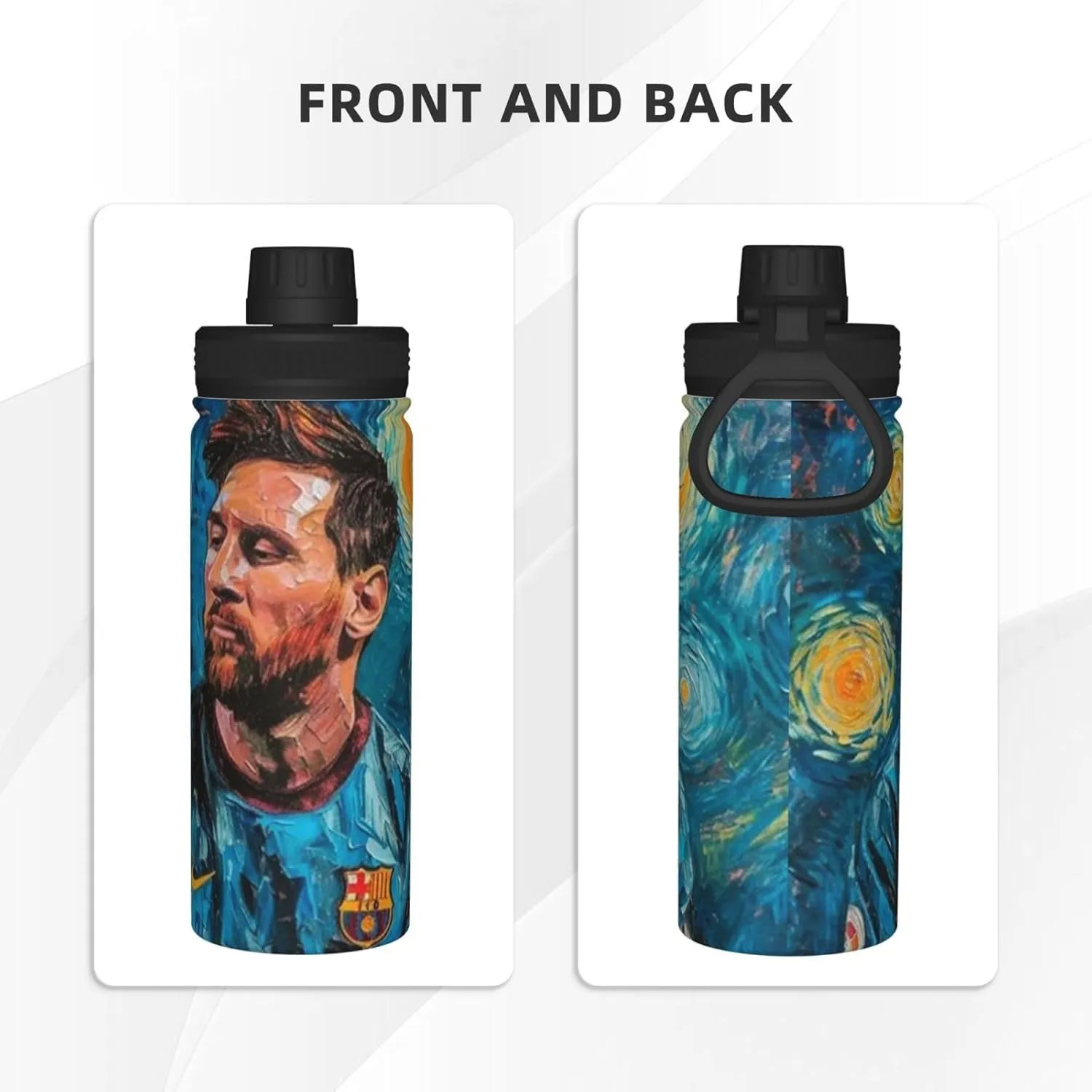 M-essi 18OZ sports insulated water bottle easy to carry with spout cover, insulated water bottle White