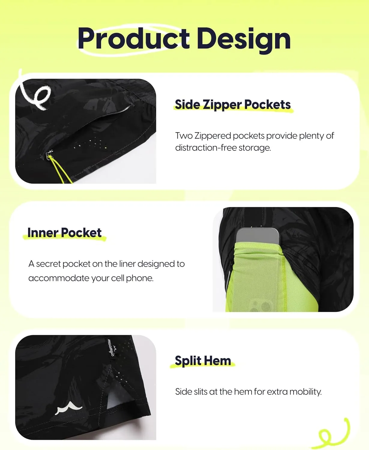 maamgic Boys Athletic Shorts with Liner Teens Youth 2 in 1 Active Running Shorts