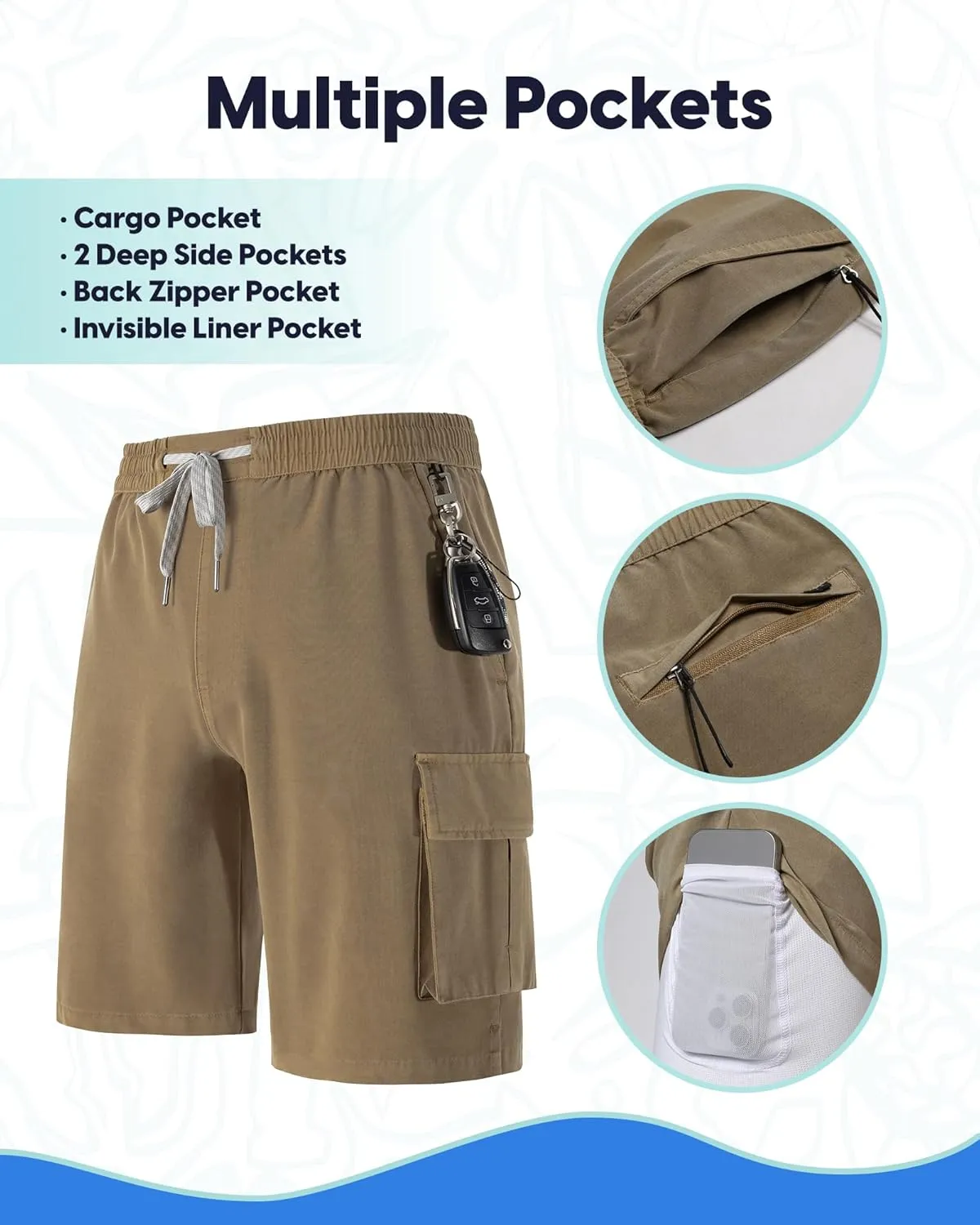 maamgic Mens Swim Trunks with Compression Liner 9 inch Quick Dry Men Bathing Suit Stretch Board Shorts