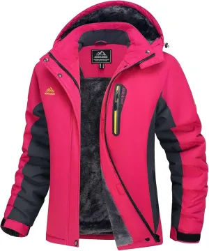 MAGCOMSEN Women's Ski Jackets Water Resistant Insulated Snow Jcakets Windproof Fleece Lined Winter Coats with Hood