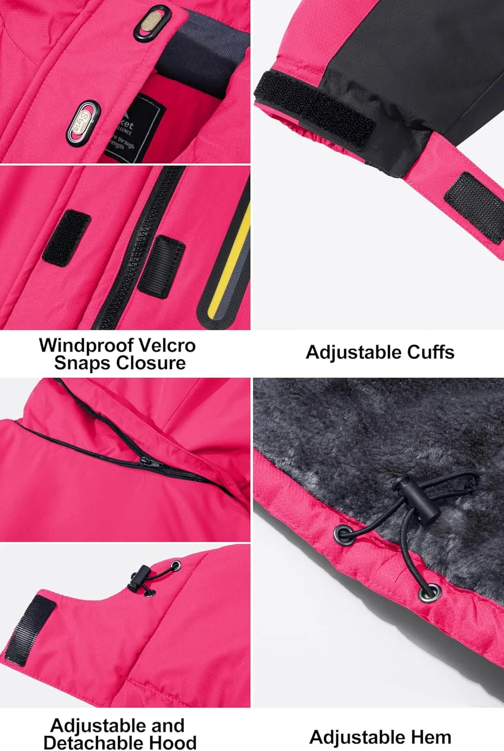 MAGCOMSEN Women's Ski Jackets Water Resistant Insulated Snow Jcakets Windproof Fleece Lined Winter Coats with Hood