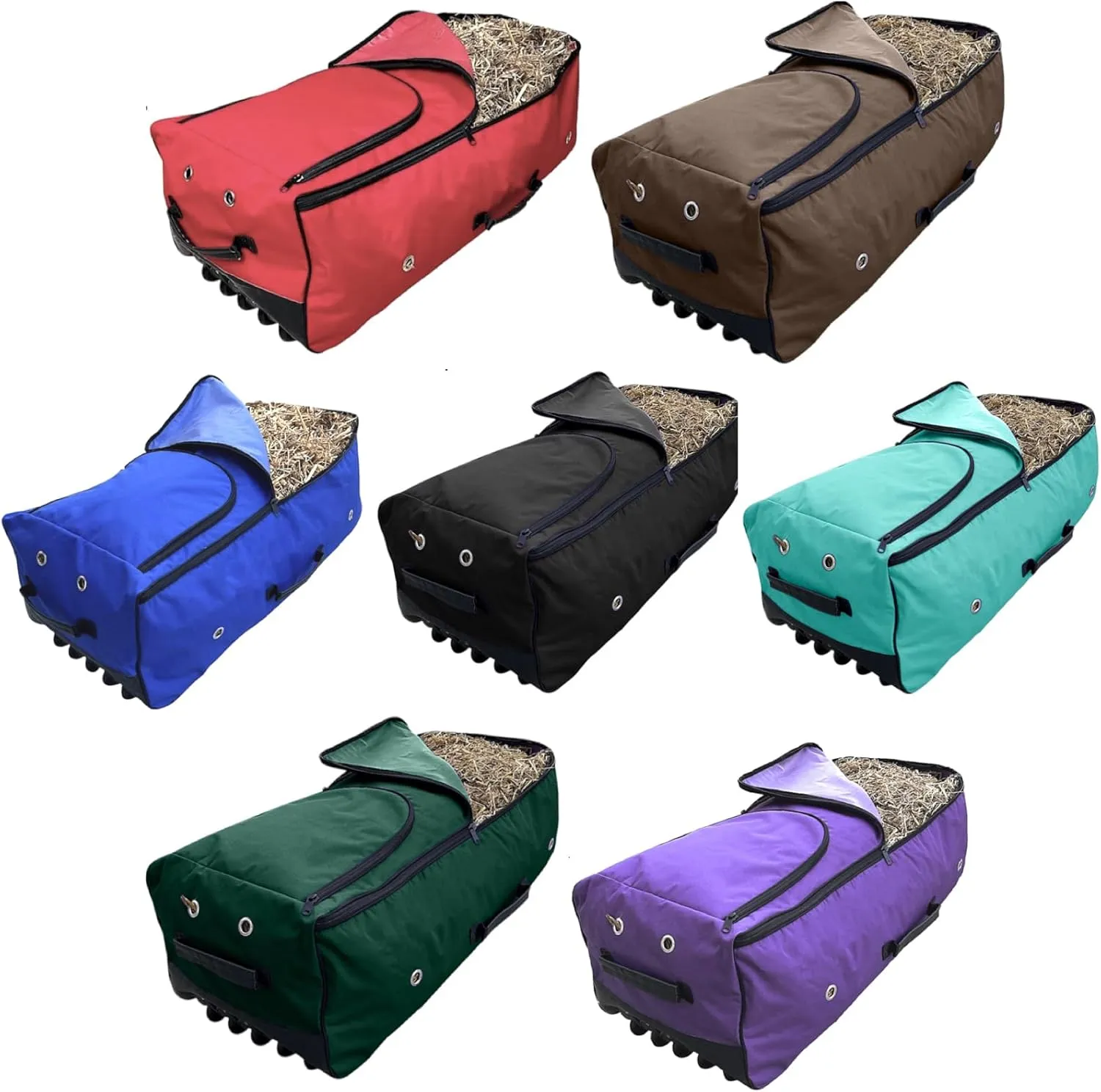 Majestic Ally Horse Rolling Hay Bale Bag, 44 x 20 x 15 inches, Nylon Rolling Storage, Multiple Colors (Purple, Large)