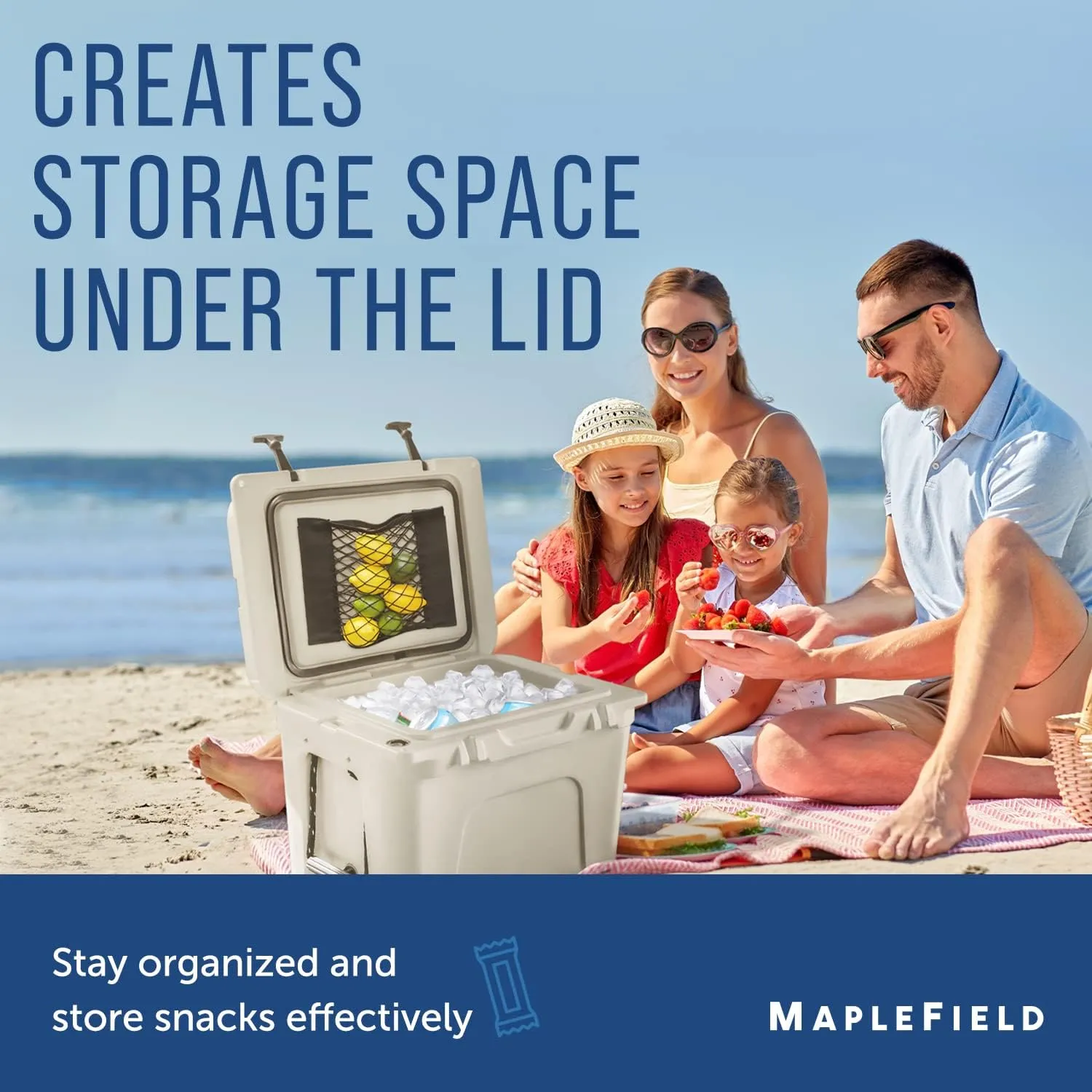 Maplefield Mesh Cooler Organizer Insert for Extra Storage – Net for Engel, RTIC, Yeti – Dry Storage for Cooler Accessories [30x25]