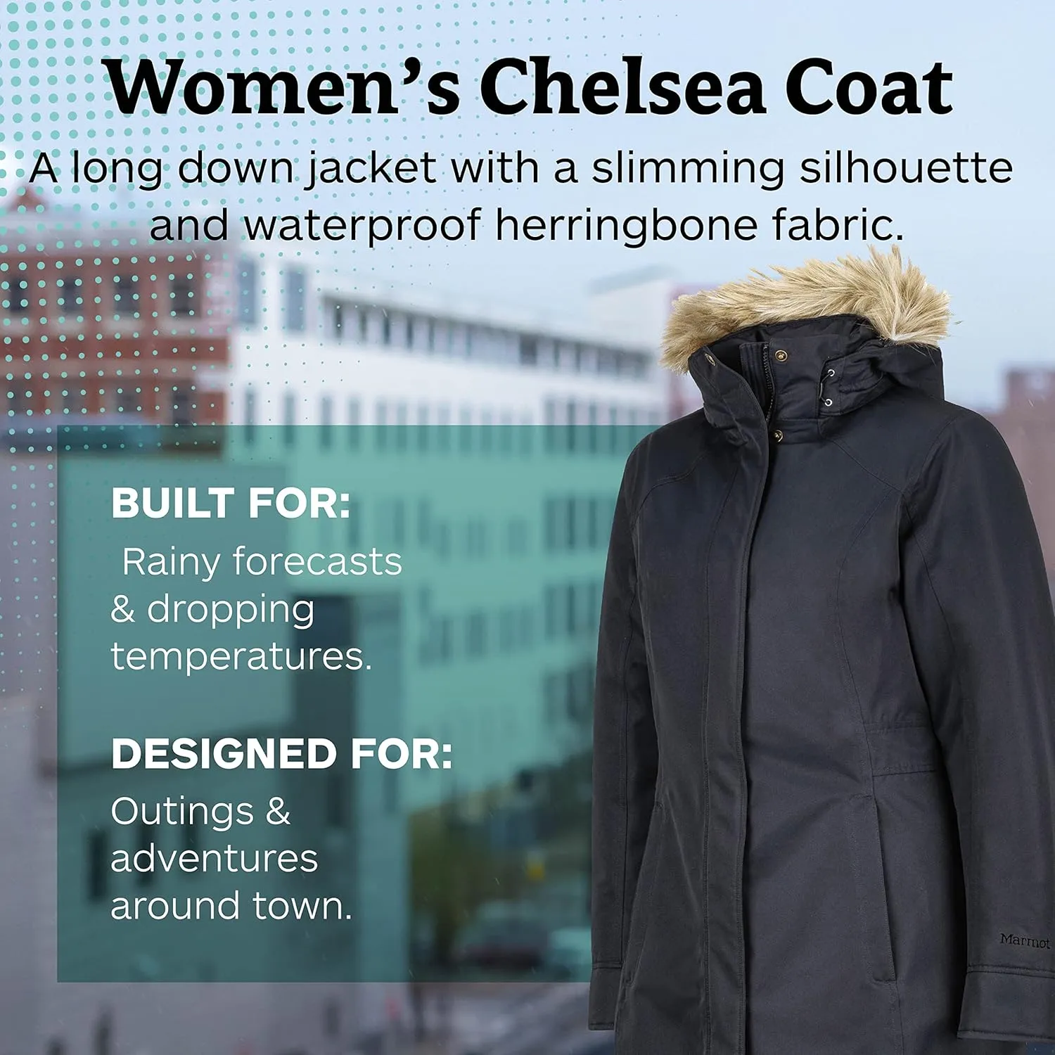 MARMOT Women's Chelsea Waterproof Down Rain Coat, Fill Power 700