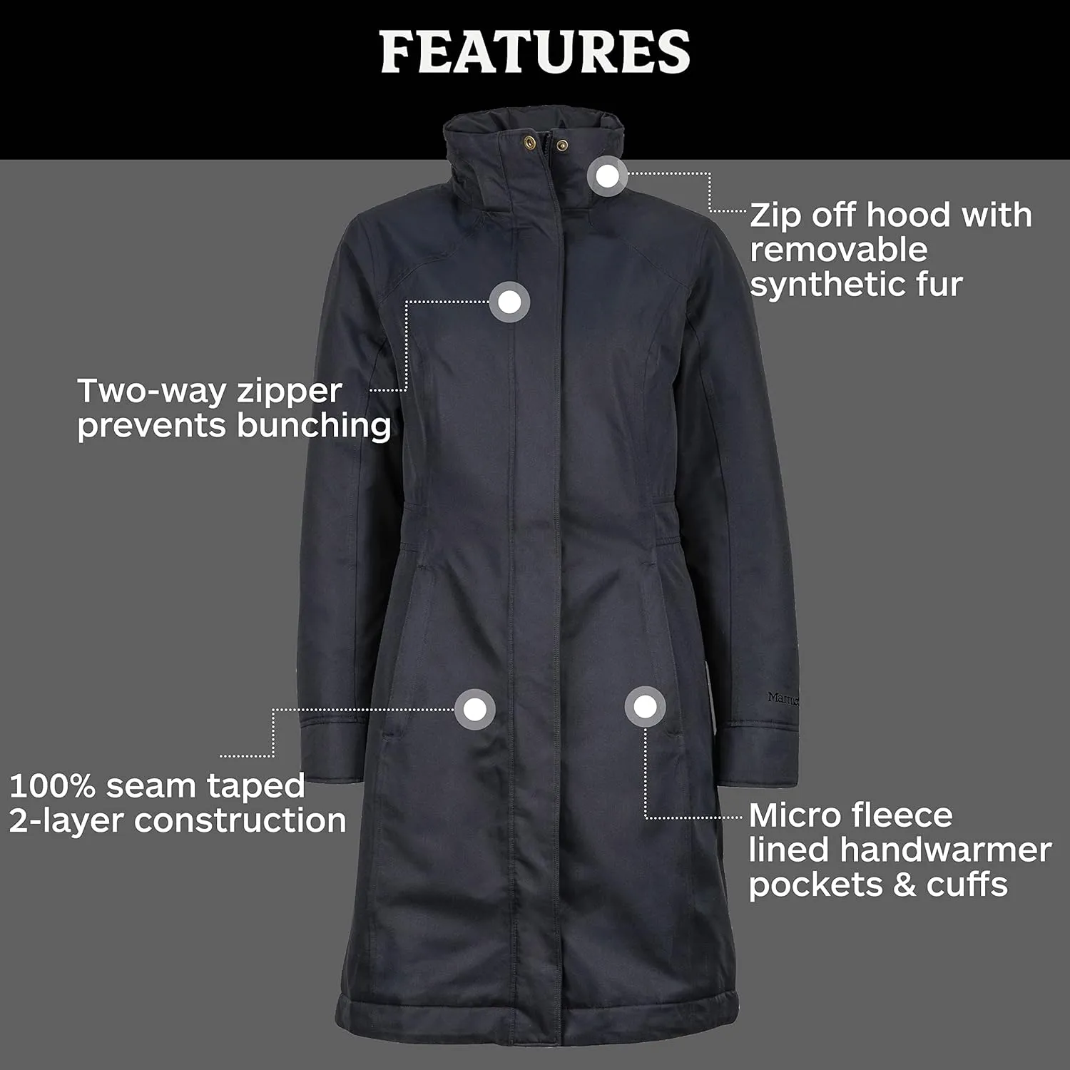 MARMOT Women's Chelsea Waterproof Down Rain Coat, Fill Power 700