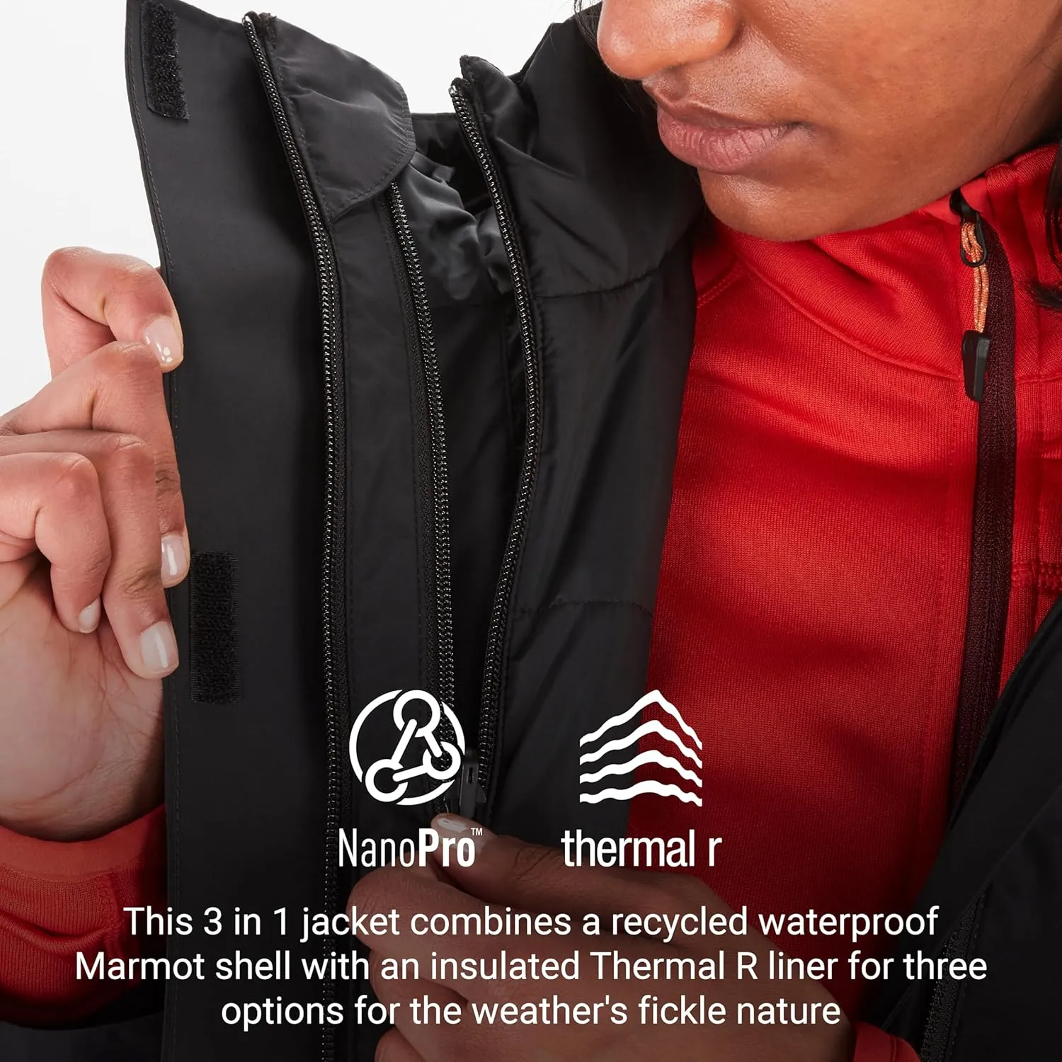 MARMOT Women's Ramble 3-in-1 Component Jacket - Recycled Waterproof Shell with Hood and Removable Insulated Thermal R Liner