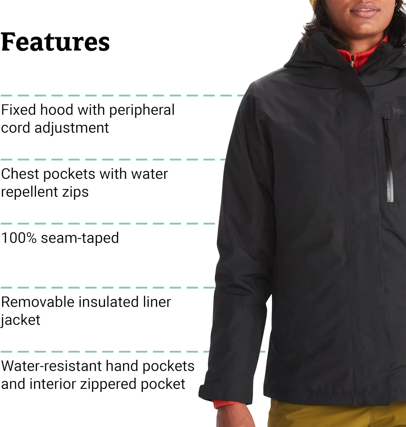 MARMOT Women's Ramble 3-in-1 Component Jacket - Recycled Waterproof Shell with Hood and Removable Insulated Thermal R Liner