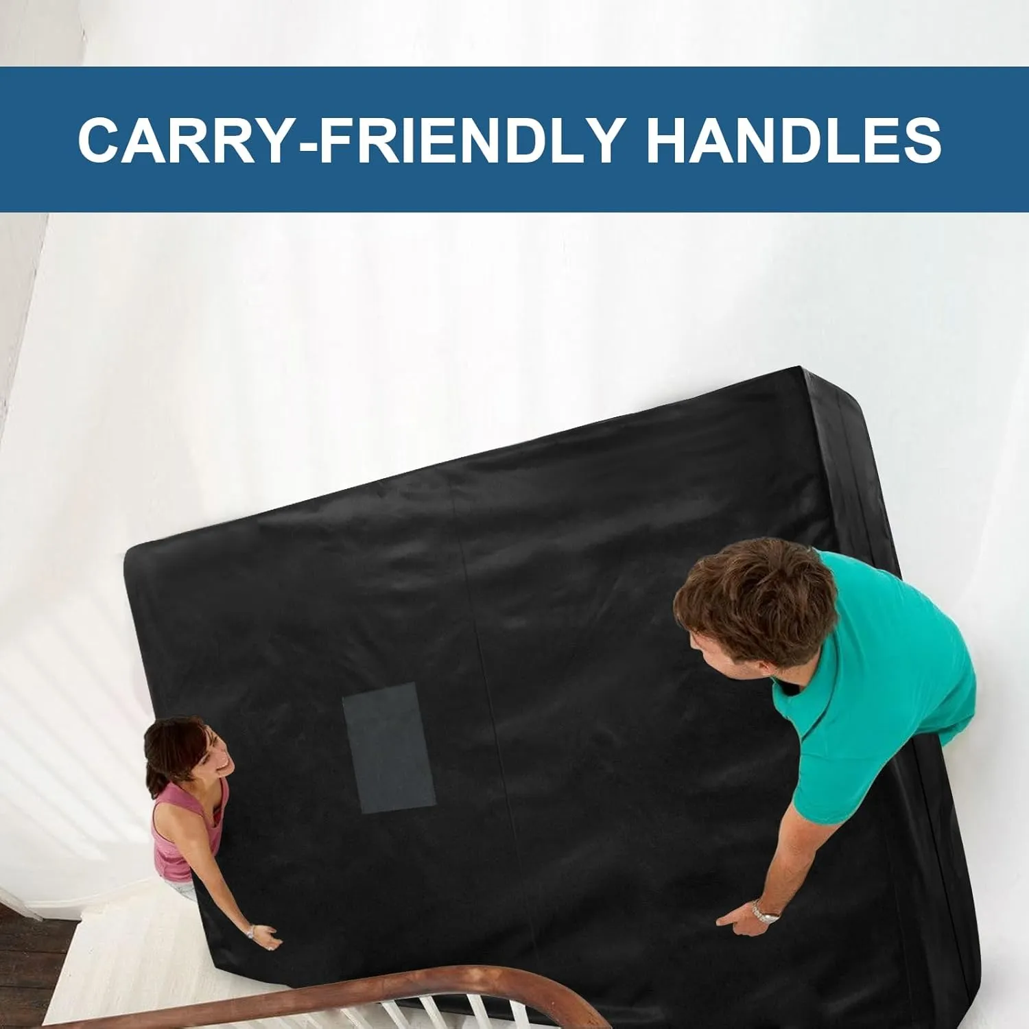 Mattress Bags for Moving and Storage, Heavy Duty King Mattress Bag with 4 Strong Handles, Waterproof Mattress Cover/Protector for Moving King Size, Reusable Thick Tarp, Black