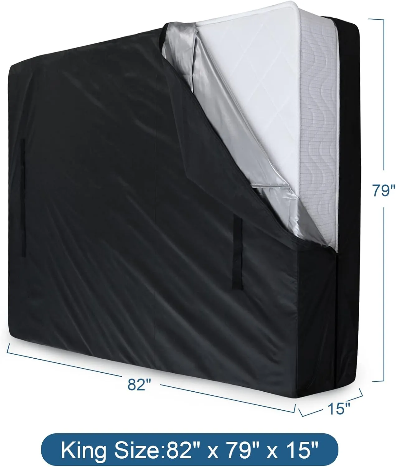 Mattress Bags for Moving and Storage, Heavy Duty King Mattress Bag with 4 Strong Handles, Waterproof Mattress Cover/Protector for Moving King Size, Reusable Thick Tarp, Black