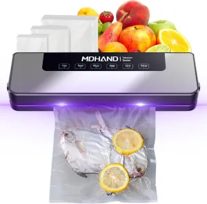 MDHAND Vacuum Sealer, Food Saver Vacuum Sealer Machine with Bag, Fast-Compact/Multi-Functional & High Powerful Vacuum Sealers for Food, Automatic Sealing & Dry & Moist Modes