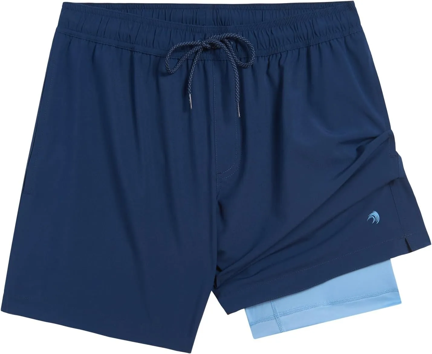 Mens 2 Pack Swim Trunks with Compression Liner Anti Chafing 7 inch Inseam Stretch Quick Dry Swim Shorts with Phone Pocket
