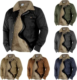 Mens Sport Coat, Hooded Winter Coats Water Resistant Warm Thicken Insulated Button zipper Windproof Jacket with Pocket