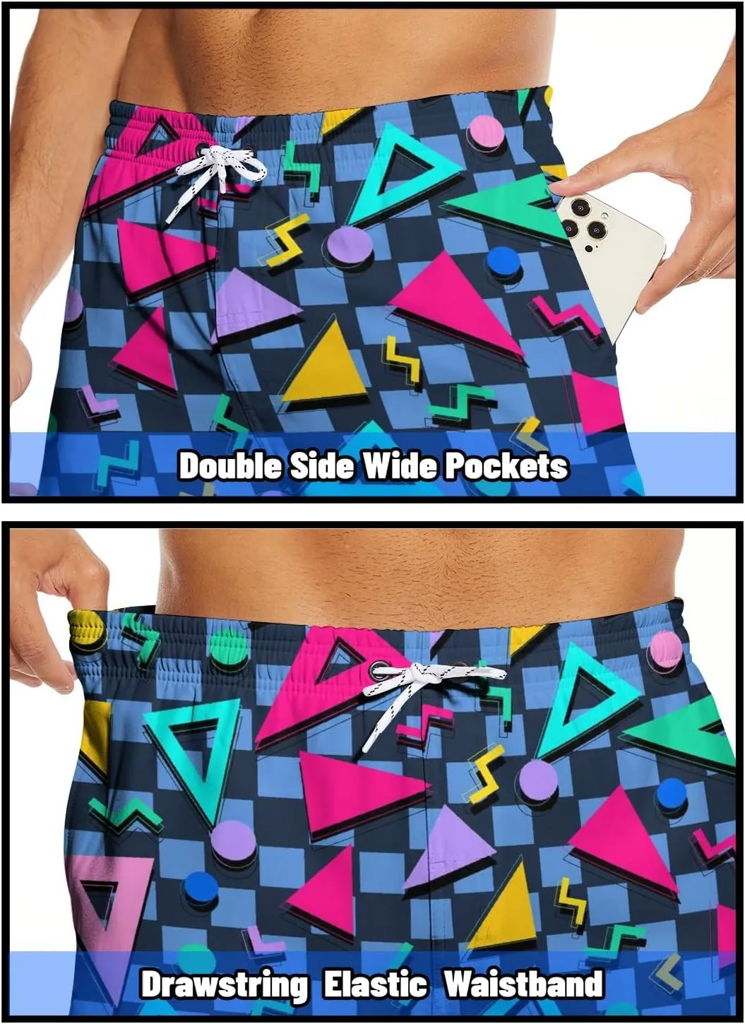 Men's Swim Trunks with Compression Liner 5" Inseam Mens Quick Dry Board Shorts with 4 Pockets for Beach Vacation