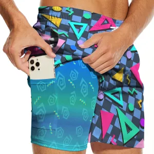 Men's Swim Trunks with Compression Liner 5" Inseam Mens Quick Dry Board Shorts with 4 Pockets for Beach Vacation