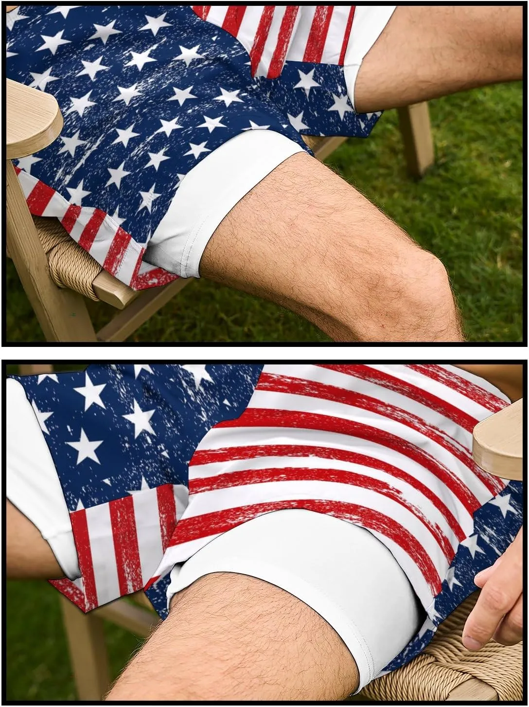 Mens Swim Trunks with Compression Liner 7 Inch Board Shorts Men Bathing Suit 2 in 1 Quick Dry Beach Swimsuits