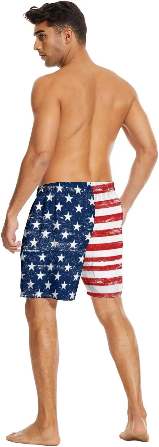 Mens Swim Trunks with Compression Liner 7 Inch Board Shorts Men Bathing Suit 2 in 1 Quick Dry Beach Swimsuits