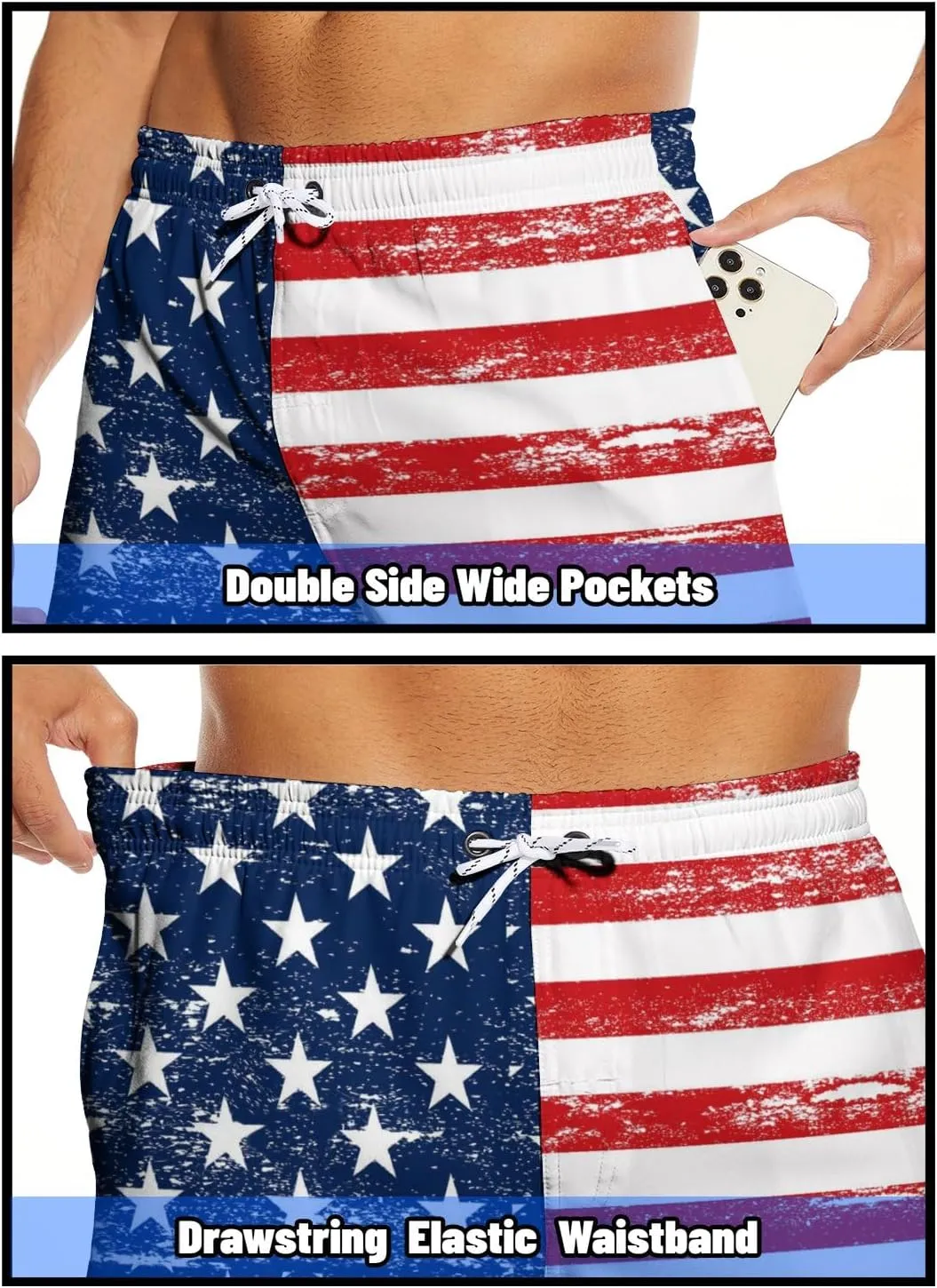 Mens Swim Trunks with Compression Liner 7 Inch Board Shorts Men Bathing Suit 2 in 1 Quick Dry Beach Swimsuits