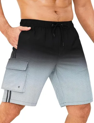 Mens Swim Trunks with Compression Liner 9 Inch Bathing Suits Quick Dry Board Shorts Summer Swimsuit with Cargo Pocket