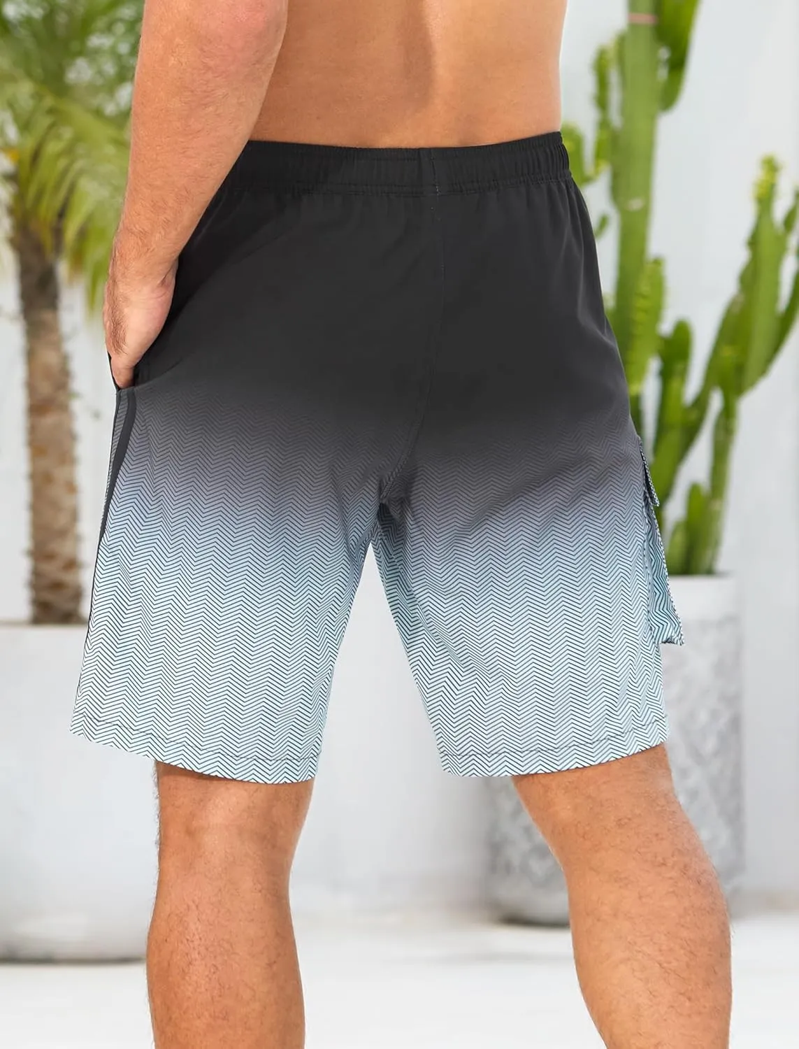 Mens Swim Trunks with Compression Liner 9 Inch Bathing Suits Quick Dry Board Shorts Summer Swimsuit with Cargo Pocket