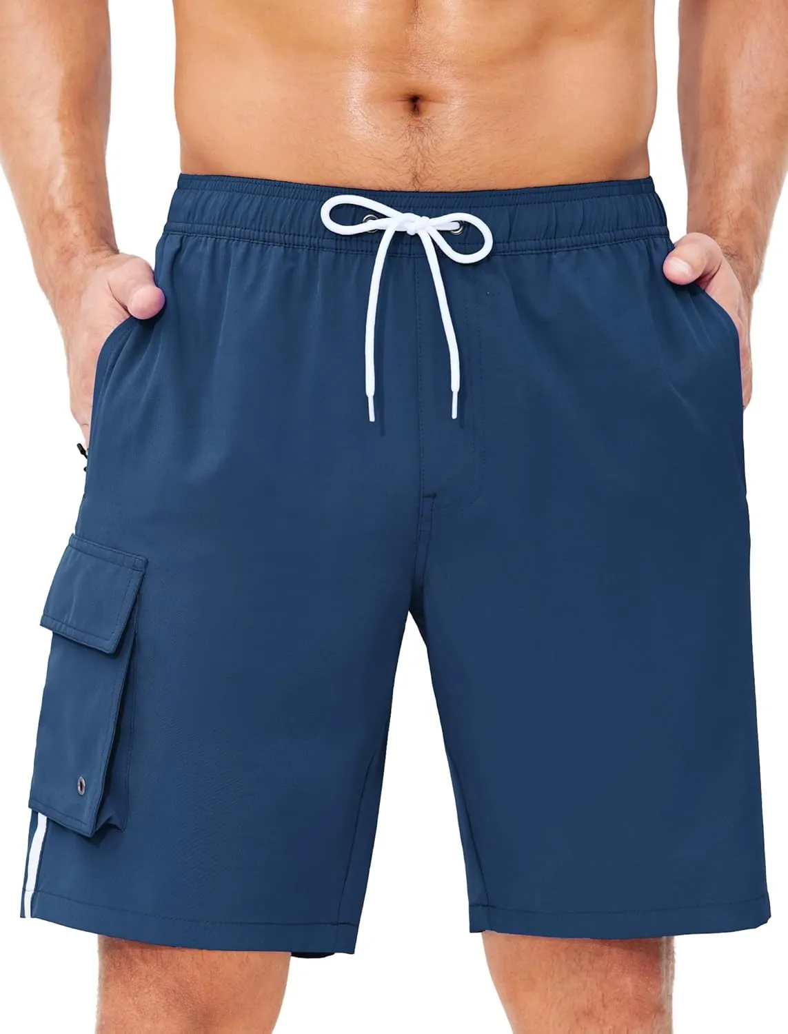 Mens Swim Trunks with Compression Liner 9 Inch Bathing Suits Quick Dry Board Shorts Summer Swimsuit with Cargo Pocket