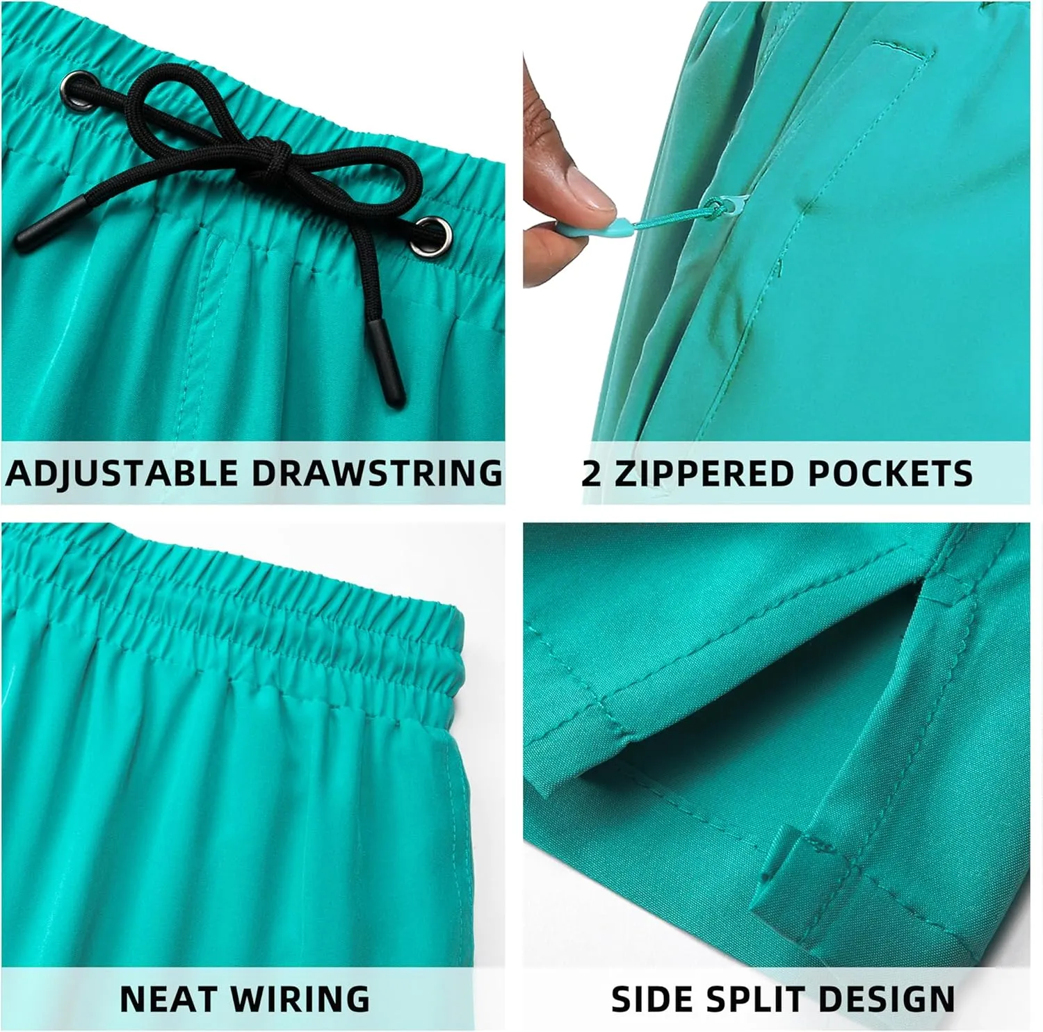 Mens Swim Trunks with Compression Liner 9" Board Shorts 2 in 1 Quick Dry Bathing Suits with Zipper Pockets