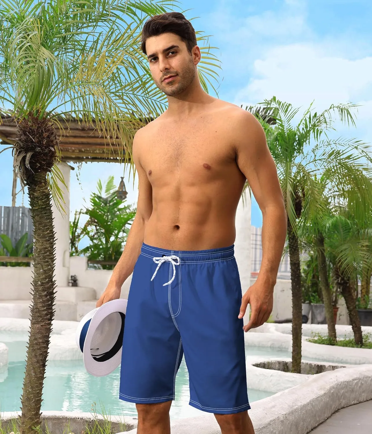 Mens Swim Trunks with Compression Liner 9" Swim Trunks Quick Dry Surfing Beach Shorts Hawaii Sports Shorts