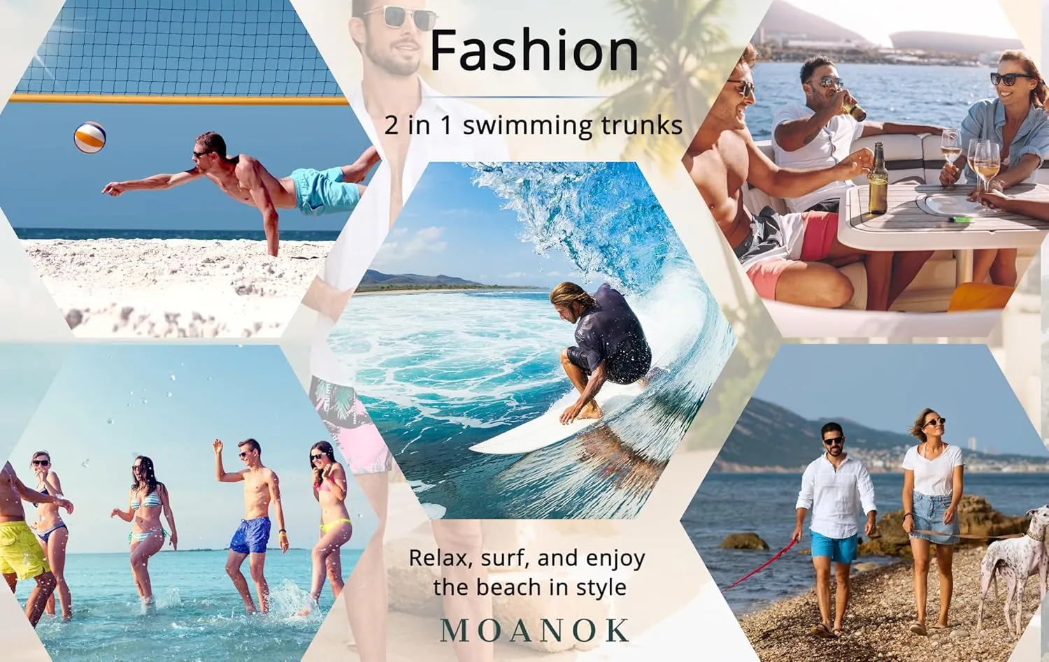 Mens Swim Trunks with Compression Liner Quick Dry Bathing Suit with Zipper Pockets Lightweight Beach Shorts