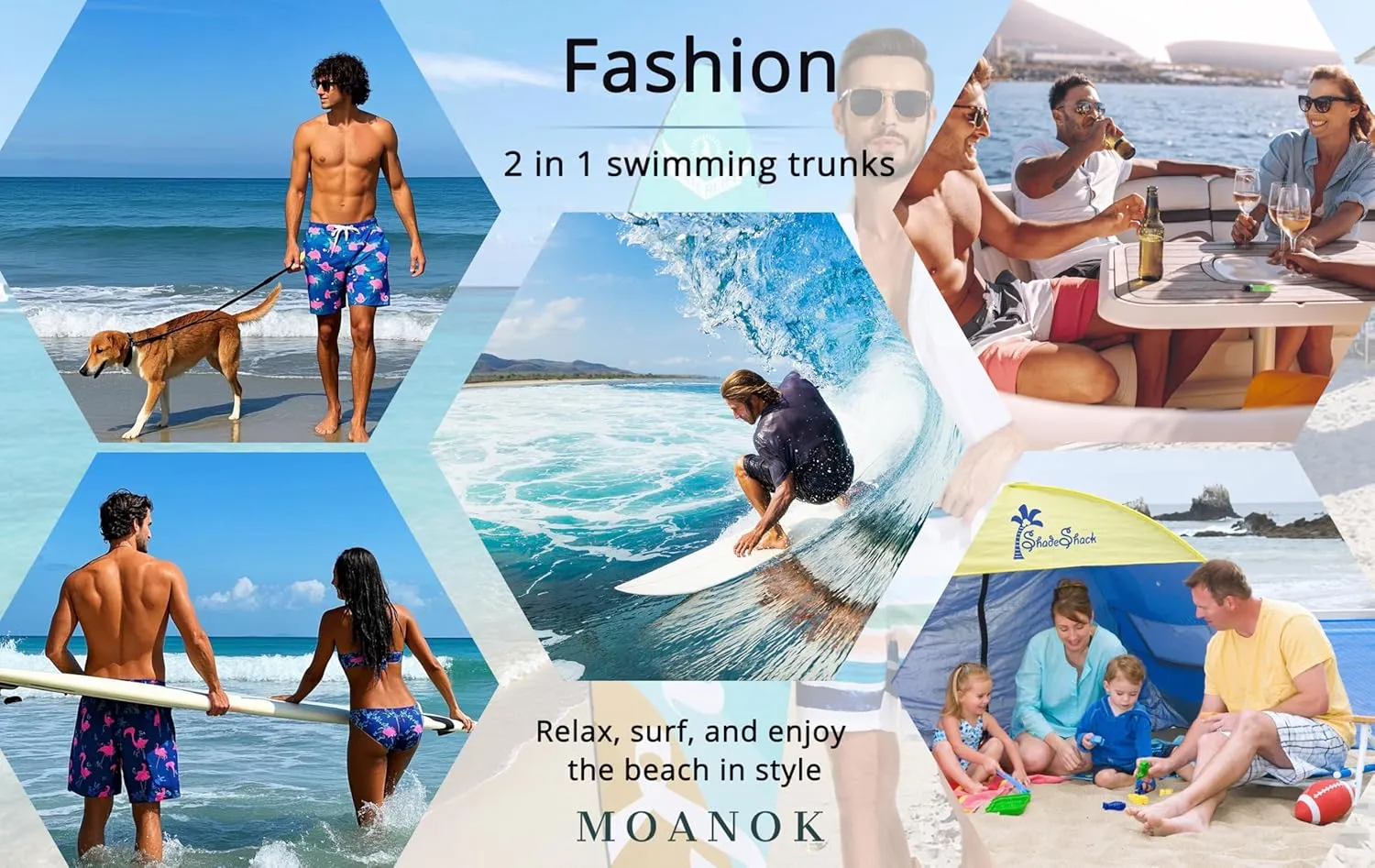 Mens Swim Trunks with Compression Liner Quick Dry Bathing Suit with Zipper Pockets Lightweight Beach Shorts