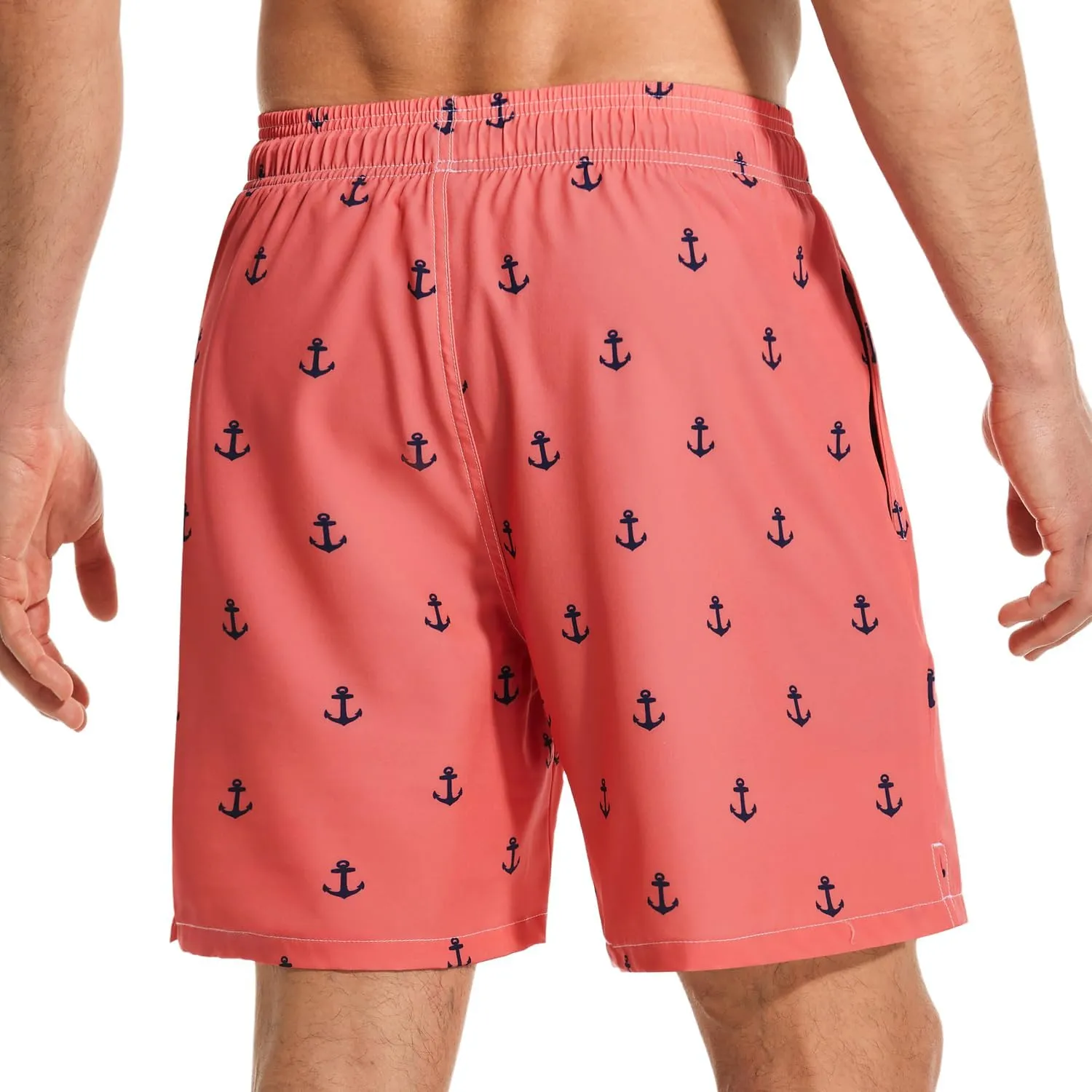 Mens Swim Trunks with Compression Liner Quick Dry Bathing Suit with Zipper Pockets Lightweight Beach Shorts