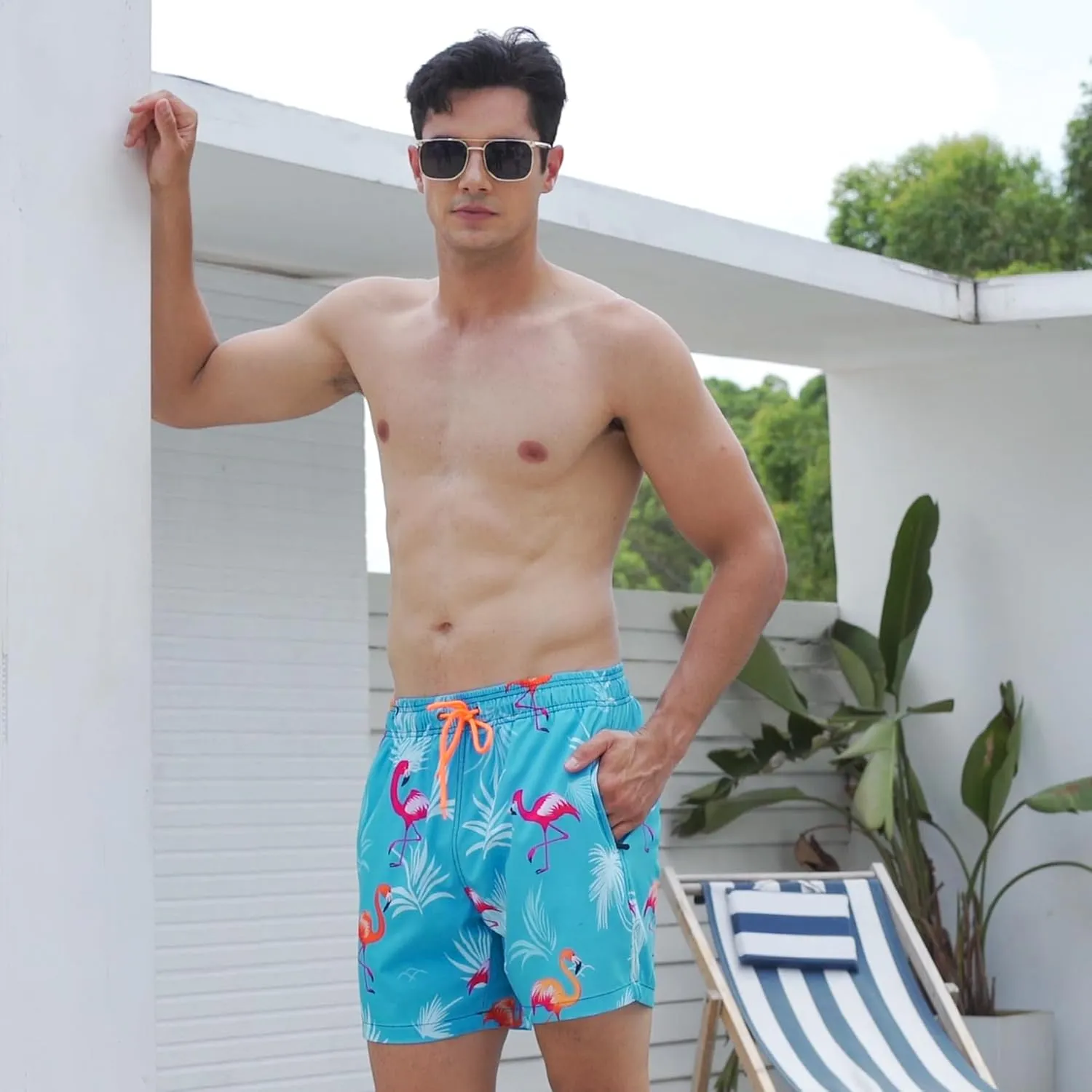 Mens Swim Trunks with Compression Liner Quick Dry Swim Shorts Bathing Suit Swimsear 2 in 1 Beach Board Shorts