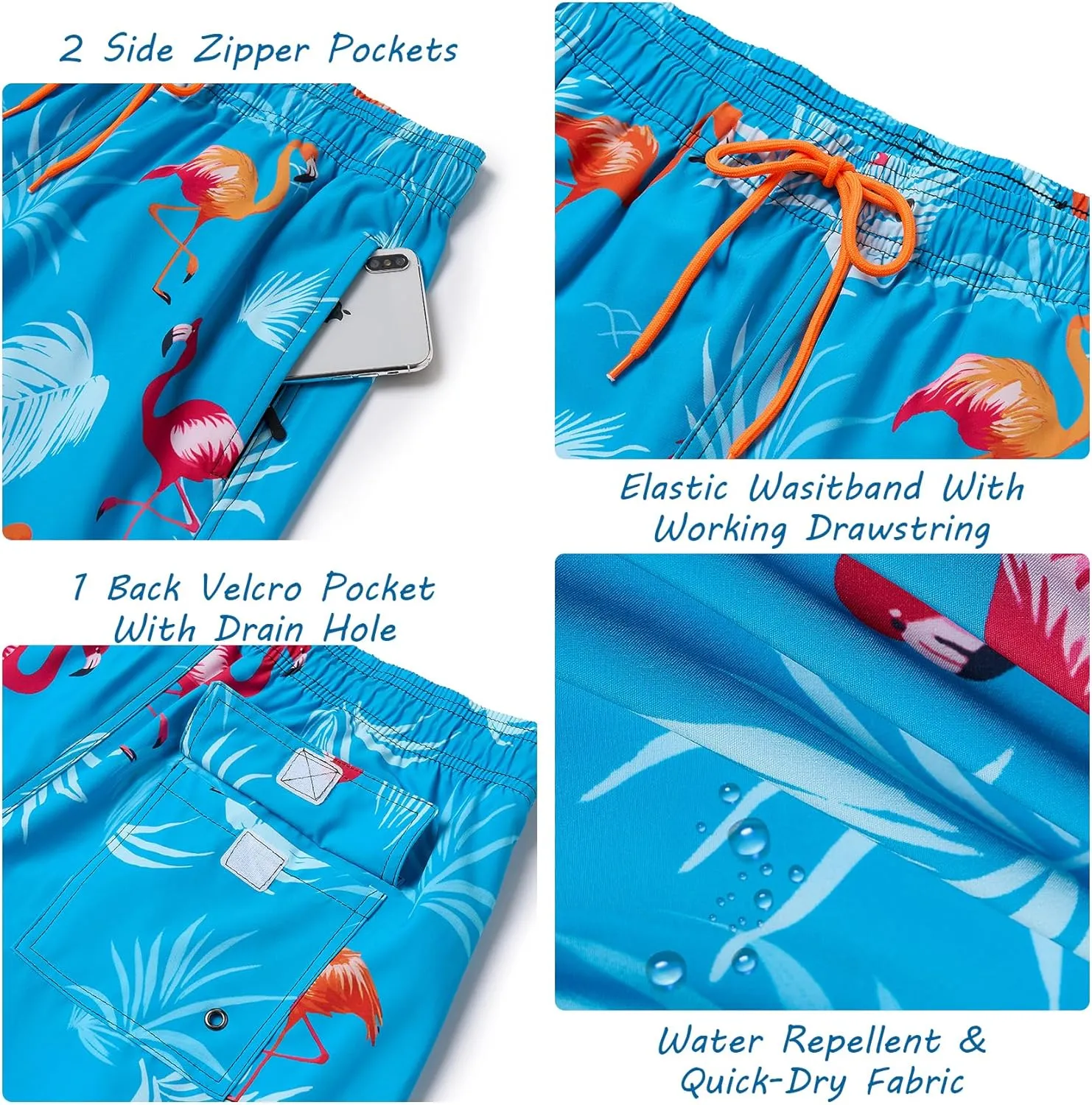 Mens Swim Trunks with Compression Liner Quick Dry Swim Shorts Bathing Suit Swimsear 2 in 1 Beach Board Shorts