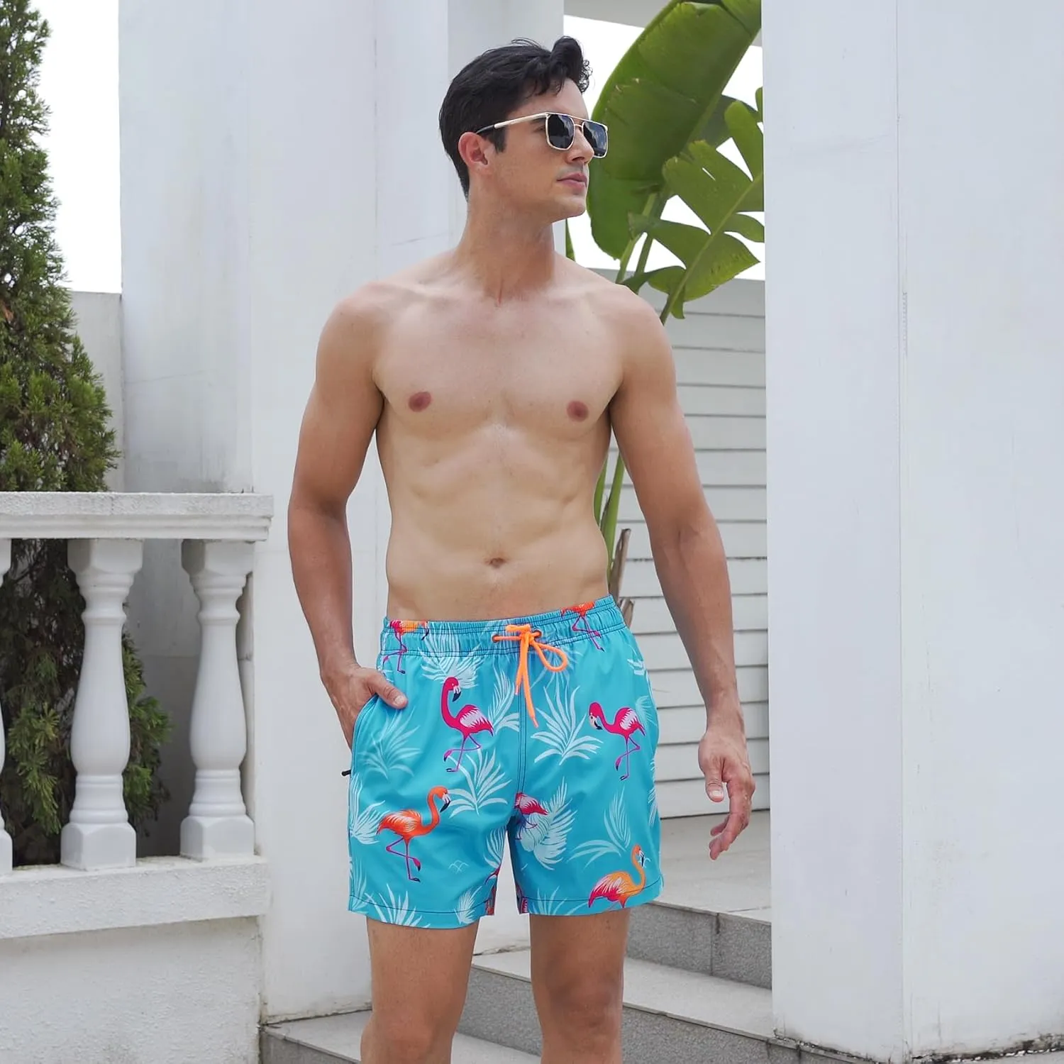 Mens Swim Trunks with Compression Liner Quick Dry Swim Shorts Bathing Suit Swimsear 2 in 1 Beach Board Shorts