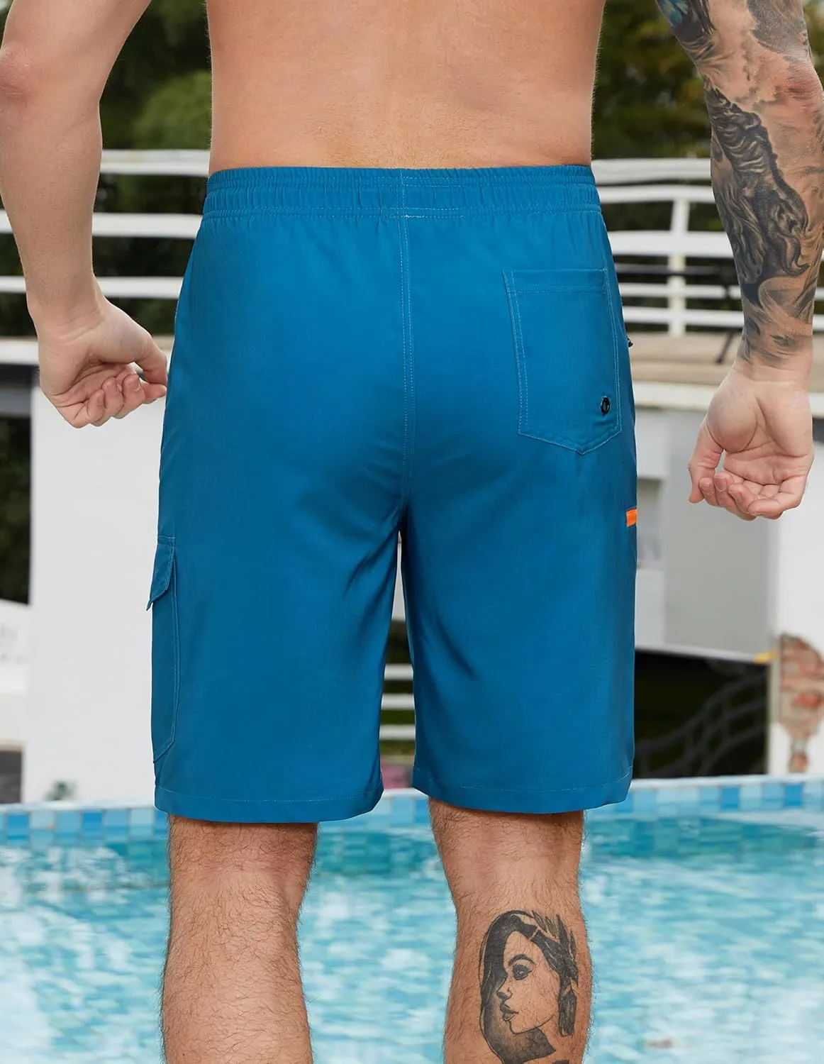 Mens Swim Trunks with Compression Liner Swimming Trunks 9 Inch Bathing Suit Quick Dry Swim Shorts Cargo Shorts