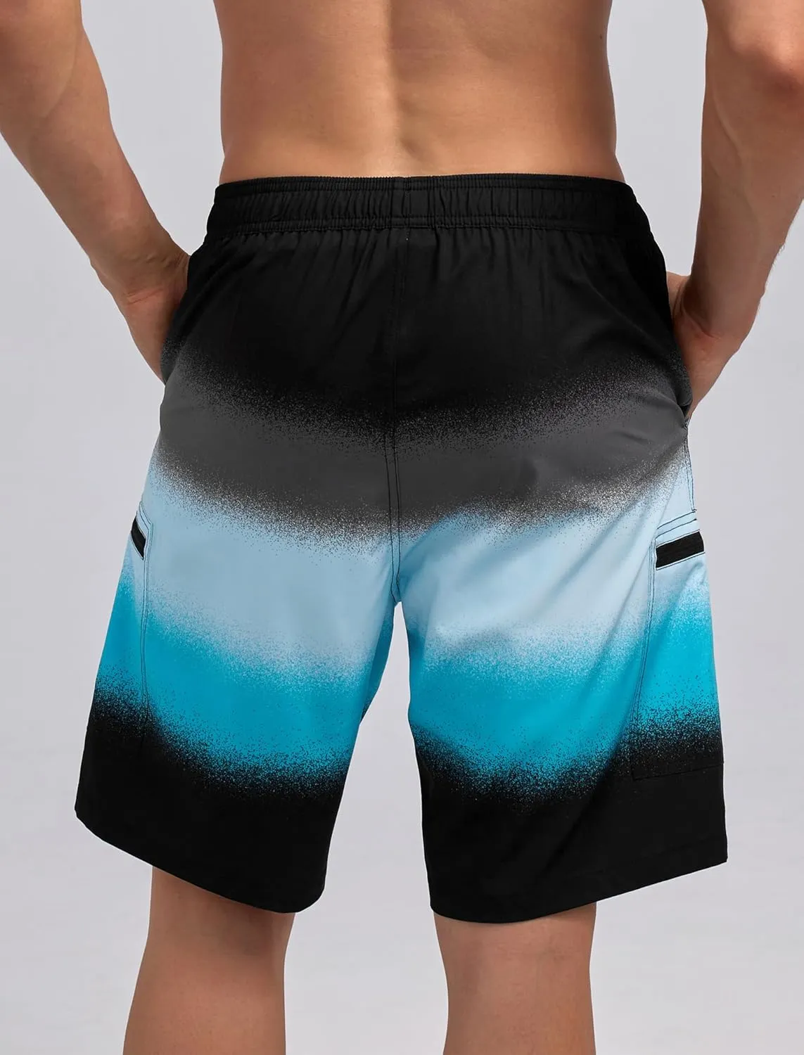 Mens Swim Trunks with Compression Liner Zipper Cargo Pockets Bathing Suit 9 Inch Quick-Dry Swimming Shorts