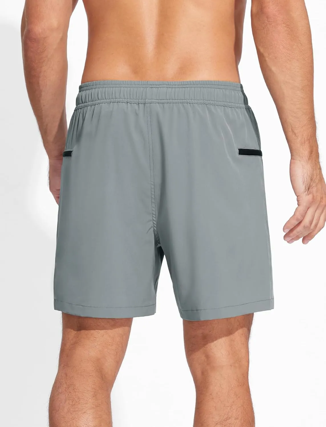 Mens Swim Trunks with Printed Compression Liner Quick Dry Bathing Suits 6" Beach Swimming Shorts with Zipper Pockets