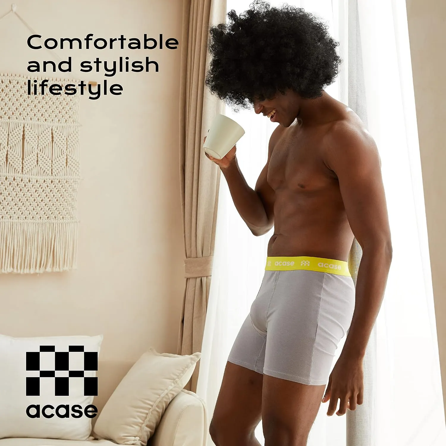 Mens Underwear Boxers Briefs Cotton Stretchy Underwear Pack Compression Boxer with Pouch Breathable Brief for Men