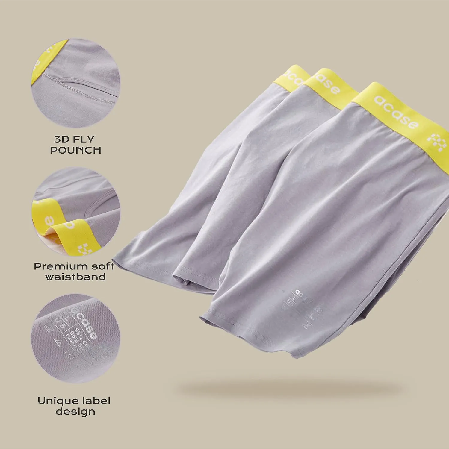 Mens Underwear Boxers Briefs Cotton Stretchy Underwear Pack Compression Boxer with Pouch Breathable Brief for Men