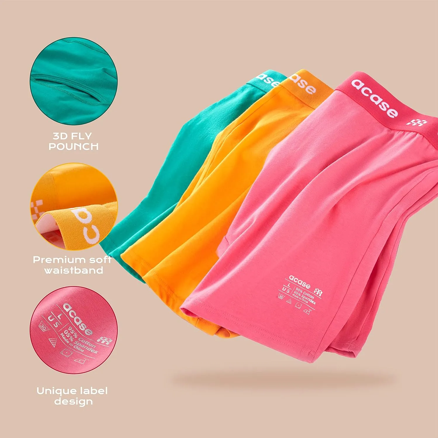 Mens Underwear Boxers Briefs Cotton Stretchy Underwear Pack Compression Boxer with Pouch Breathable Brief for Men