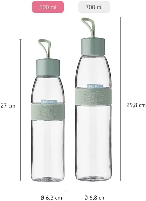 Mepal – Water Bottle Ellipse – Reusable Water Bottle – Leak Proof Drinking Bottle Suitable For Carbonated Drinks – BPA-Free - 500 ml – Nordic black