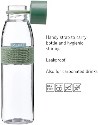 Mepal – Water Bottle Ellipse – Reusable Water Bottle – Leak Proof Drinking Bottle Suitable For Carbonated Drinks – BPA-Free - 500 ml – Nordic black