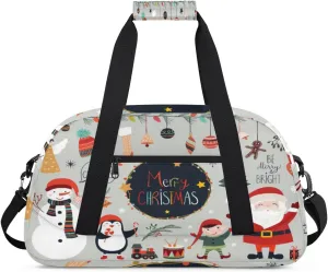 Merry Christmas Gym Duffel Bag for Men Women Christmas Theme Sports Tote Bag with Adjustable Shoulder Strap for Dance Gymnastics Traveling Outdoor Camping Overnight Stay