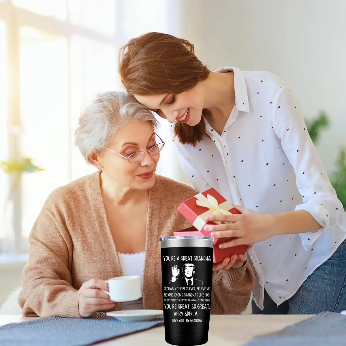 MFGNEH Grandma Gifts,Mothers Day Birthday Gifts for Grandma,Christmas Gift for Grandmas from Granddaughter, Grandson,Grandchildren,Mothers Day Gift,20 oz Black Tumbler