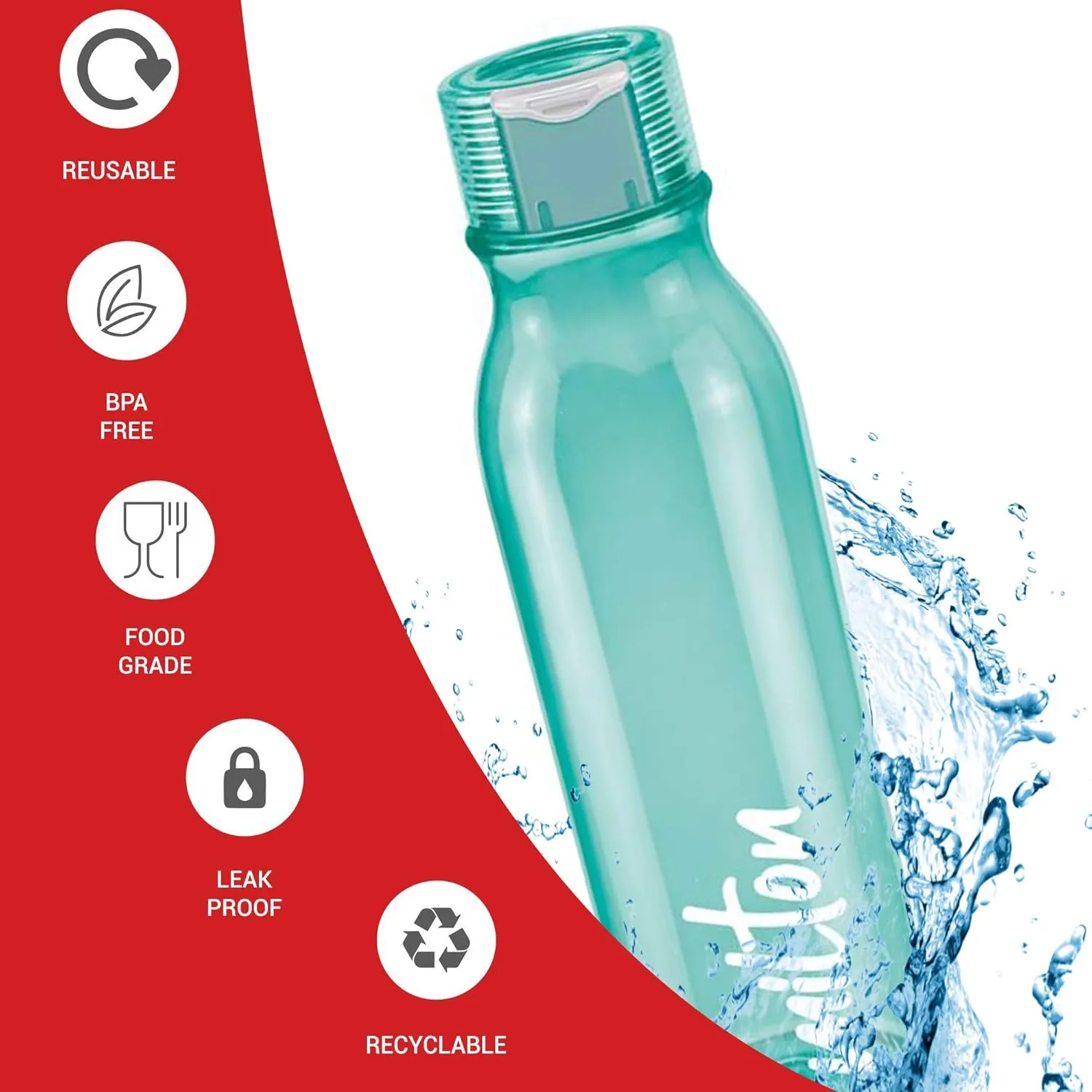 MILTON Name Tag Pet Water Bottle, Set of 4, 1 Litre Each, Green | BPA Free | 100% Leak Proof | Office Bottle | Gym Bottle | Home | Kitchen | Travel Bottle | Hiking | Treking Bottle
